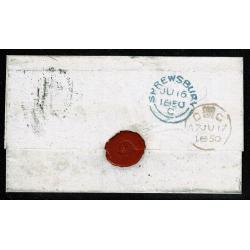 1d red "AD" on entire to London. Shrewsbury horizontal oval cancellation.