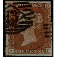 1d Red "JI" Plate 174. London "13" numeral cancellation. SG 8-12