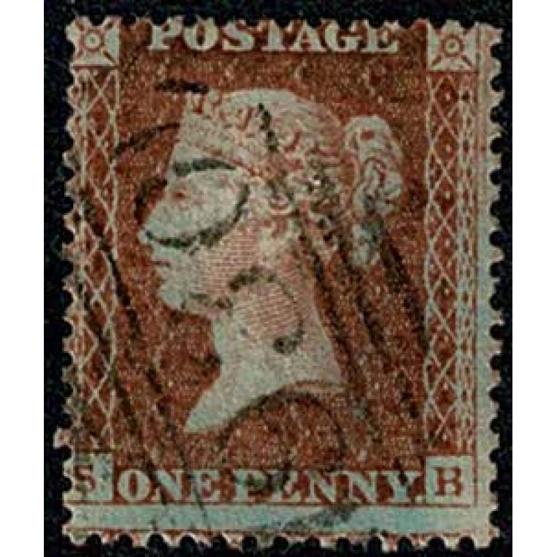 Perforated 1d Red. "SB" Scarce Plate 20. SG 37-41. Spec. C6