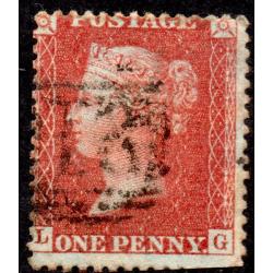 1856 C8 Sg 29 1d red-brown &#039;LG&#039; Plate 34 with Numeral Cancel Good Used