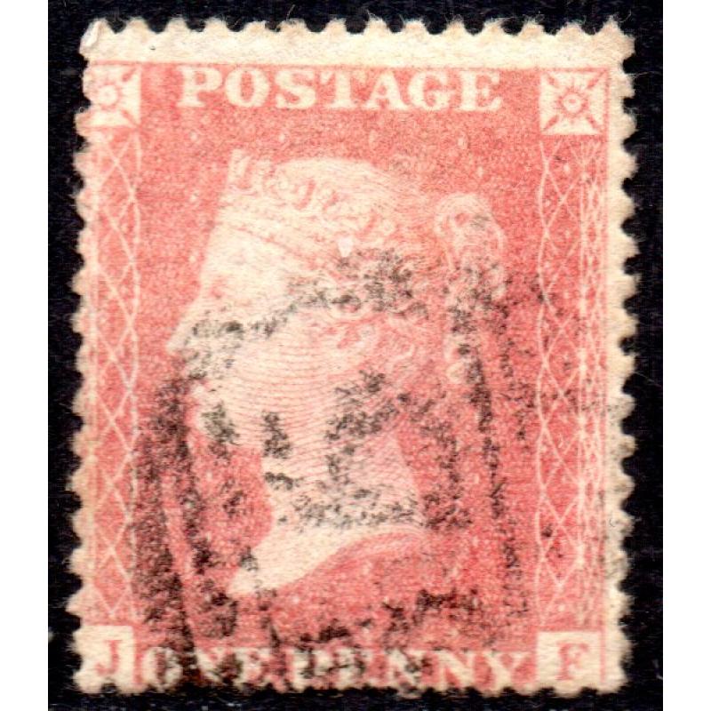 1857 C9 (4) 1d pale rose &#039;JF&#039; Plate 38 with Numeral Cancel Good to Fine Used