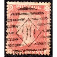 1857 Sg 40 C10 1d red-brown &#039;OB&#039; Plate 27 with 90 Muswell Hill Cancellation Used