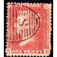 1857 Sg 40 C10 1d red-brown &#039;NB&#039; Plate 36 with Numeral Cancellation Good Used