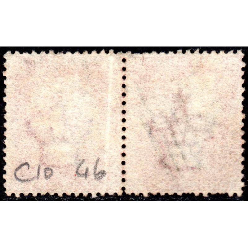 1857 C10 1d red-brown &#039;IB/IC&#039; Plate 46 Good to Fine Used Pair