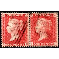 1857 C10 1d red-brown &#039;IB/IC&#039; Plate 46 Good to Fine Used Pair