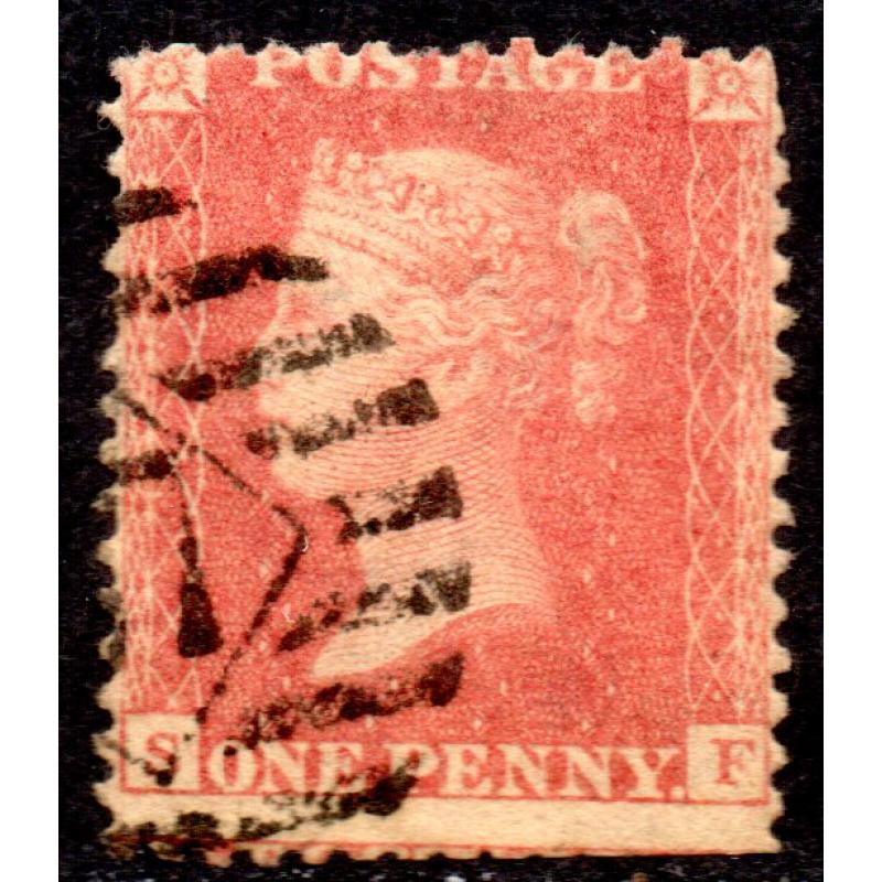 1857 Sg 40 C10 1d rose-red &#039;SF&#039; Plate 48 with Numeral Cancellation Good Used