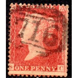 1857 Sg 40 C10 1d rose-red &#039;SC&#039; Plate 55 with minor re-entry Good to Fine Used