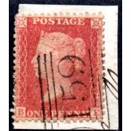 1861 Sg 40 C10 1d rose-red &#039;BE&#039; Plate 66 with 159 Glasgow Numeral Cancel Used