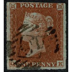 1d red "QK" Plate 158. London Inland 37 cancel. Scarce late number on imperfs.