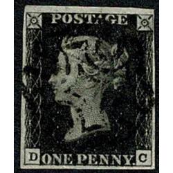 1d intense Black "DC"  Plate 8. Cancelled by neat black Maltese cross.